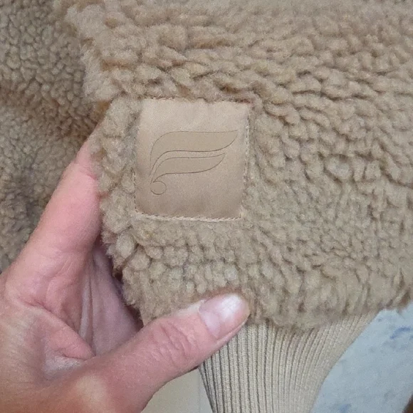 Fabletics Beige Teddy Bomber Jacket NWT